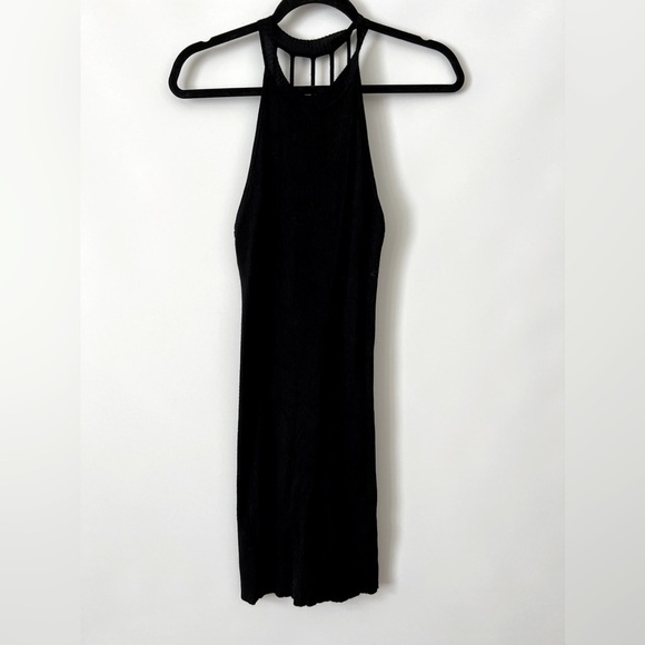 Black ribbed strappy back dress - Picture 1 of 7